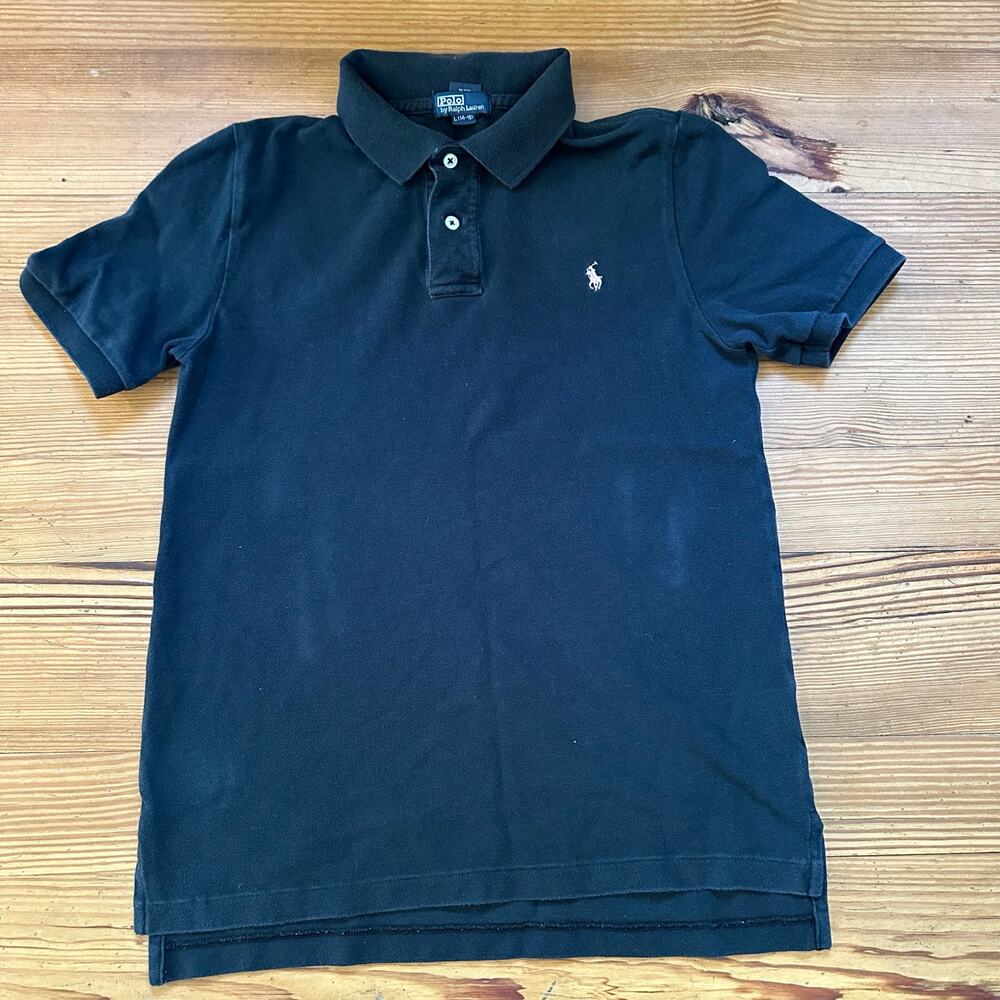 Polo Ralph Lauren black pink pony short‎ sleeve polo shirt SIZE 14